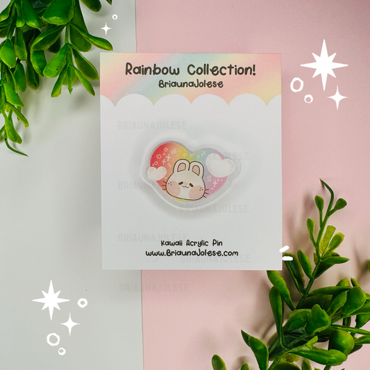 Rainbow Bunny Acrylic Pin