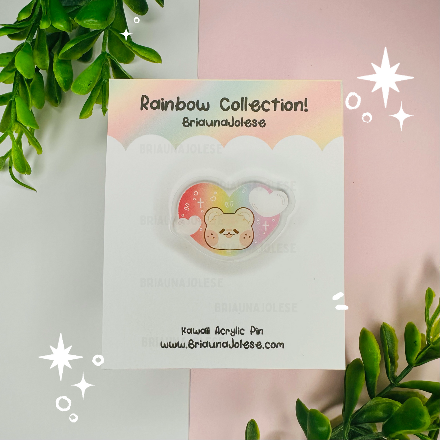 Rainbow Bear Acrylic Pin