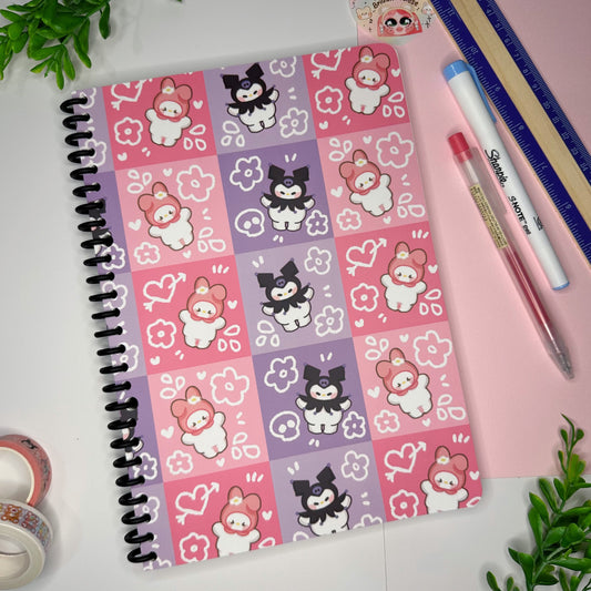 Melody and Kuro Gingham Spiral Notebook